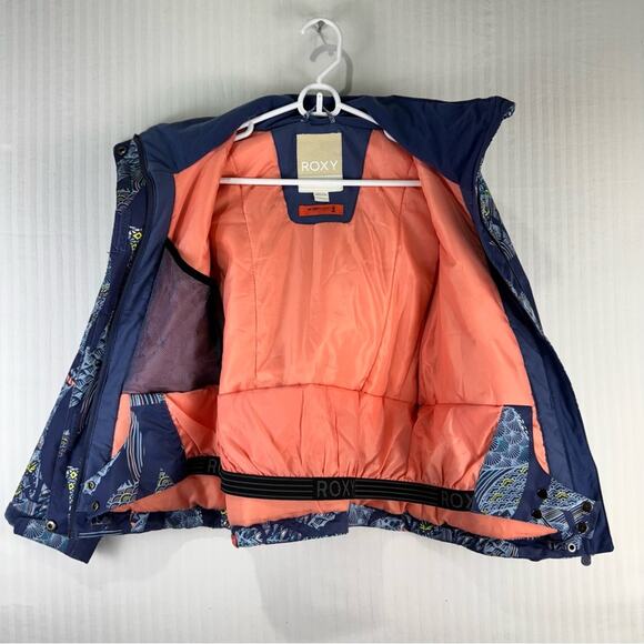 Roxy Jetty Girl Navy Blues & Coral Ski Snow Jacket Size 10/Medium 10K Waterproof - Picture 4 of 8